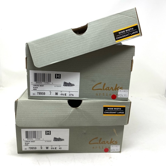 Clarks Loriini West Slip-On Wedge Shoes Wide Black Nubuck Comfort NIB - Picture 7 of 8